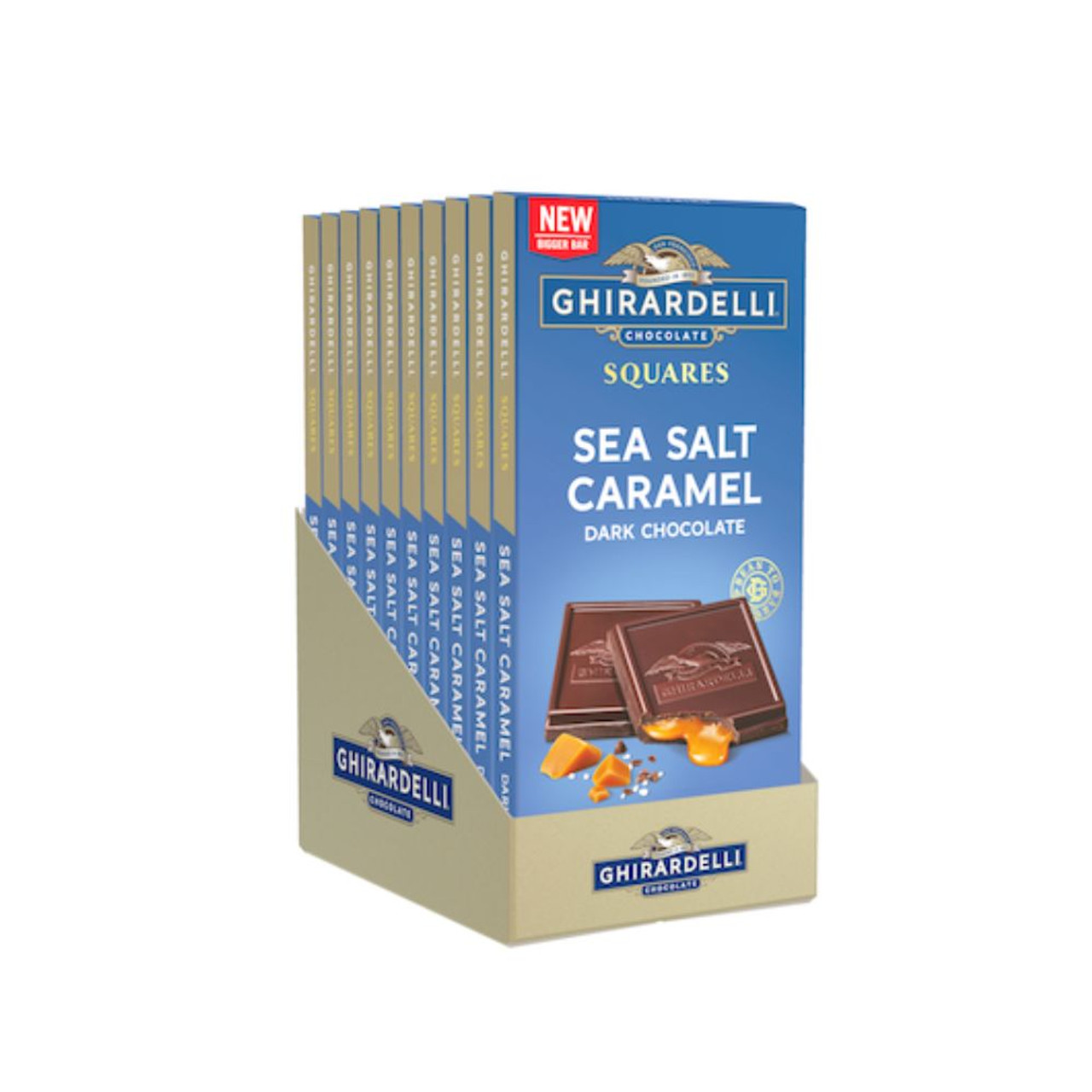 Ghirardelli Dark Chocolate Sea Salt Caramel Squares Bar, 4.8 Ounces, 10 Per Case
