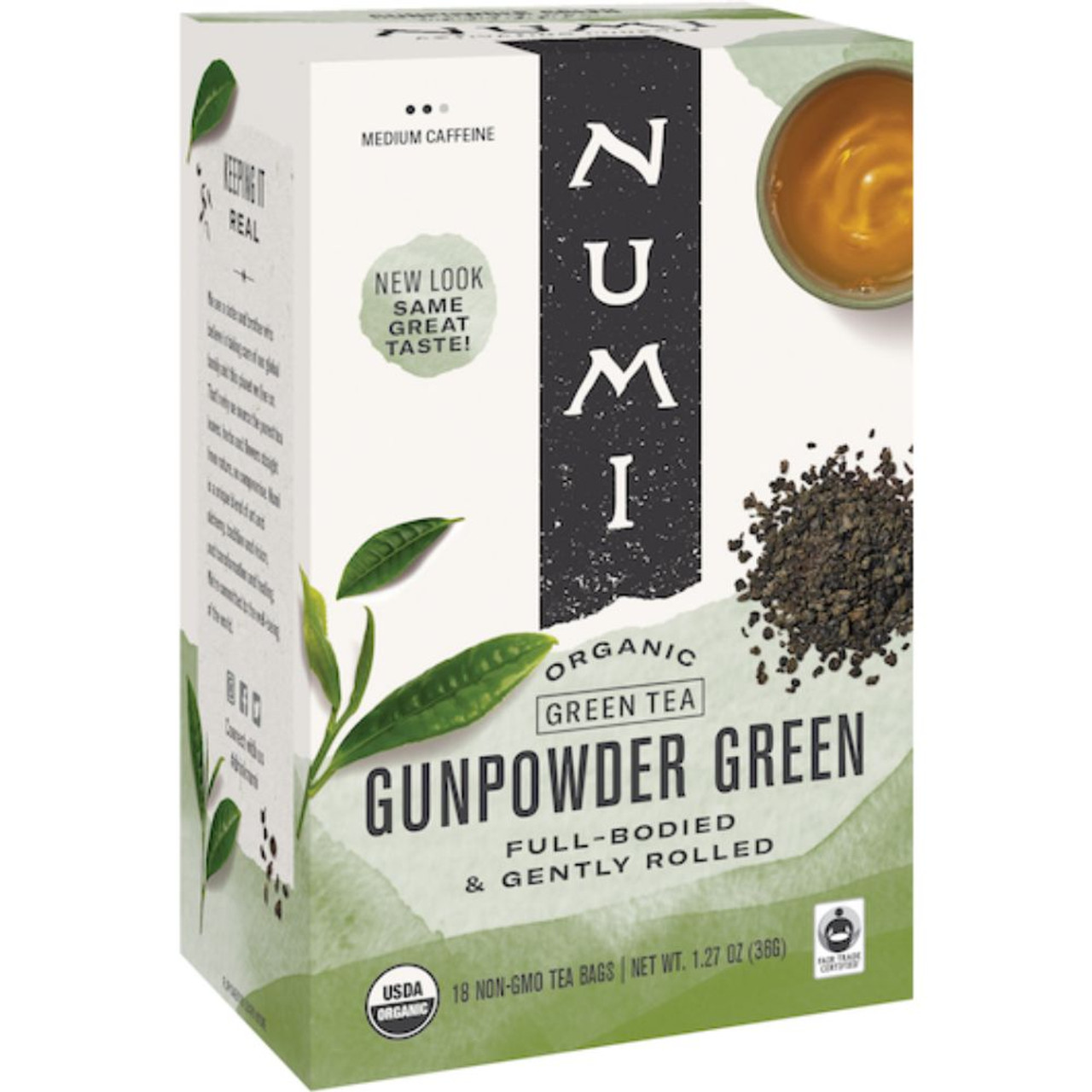 Numi Organic Gunpowder Green Tea, 0.8 Pound, 18 Count Per Box, 6 Boxes