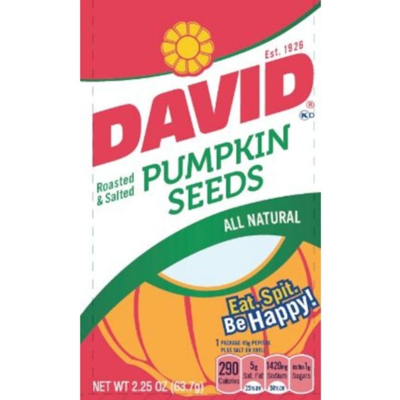 David Original Roasted and Salted Pumpkin Seeds, 2.25 Oz (Pack of 12)