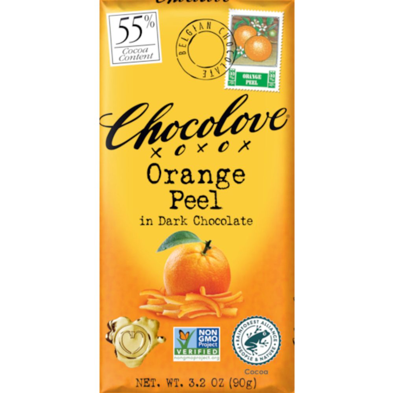 Chocolove Orange Peel Dark Chocolate Bar, 3.2 Ounces, 12 Per Box, 12 Per Case