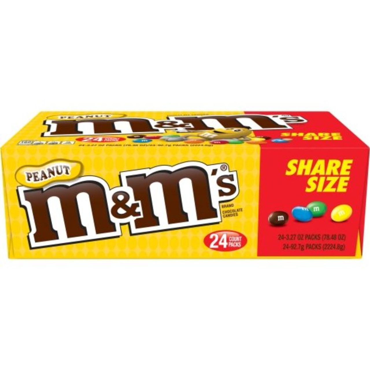 M&M s King Size Peanut Chocolate Candy, 3.27 Ounces, 24 Per Box, 6 Per Case