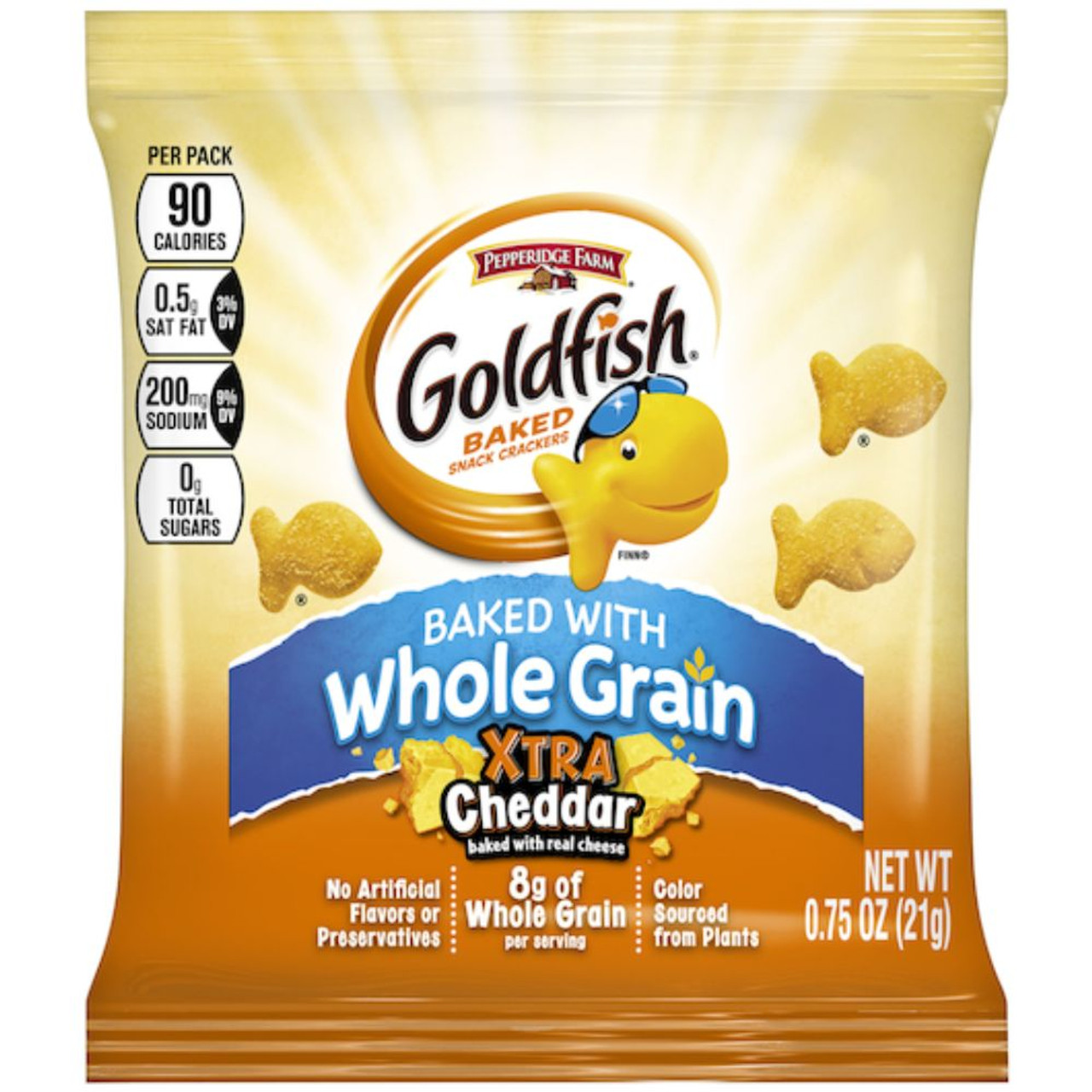 Pepperidge Farms Goldfish Xtra Cheddar Whole Grain Crackers, 0.75 Ounces, 300 Per Case
