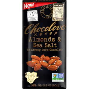 Chocolove Almonds Sea Salt Strong Dark Chocolate, 3.2 Ounces, 12 Per Box, 12 Boxes Per Case