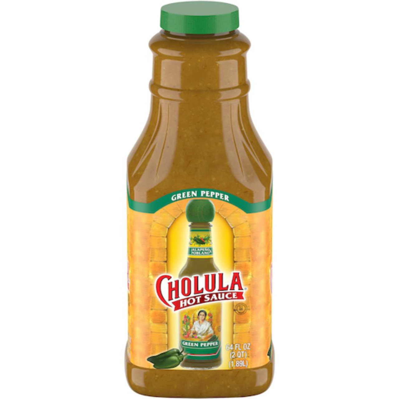 Cholula Green Pepper Hot Sauce Bottle, 64 Fluid Ounces, 4 Per Case