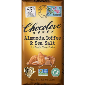 Chocolove Almonds Toffee Sea Salt Dark Chocolate, 3.2 Ounces, 12 Per Box, 12 Boxes Per Case