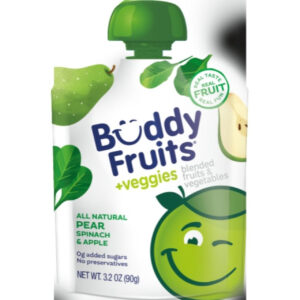 Buddy Fruits Veggies Spinach & Pear, 3.2 Ounces, 18 Per Case