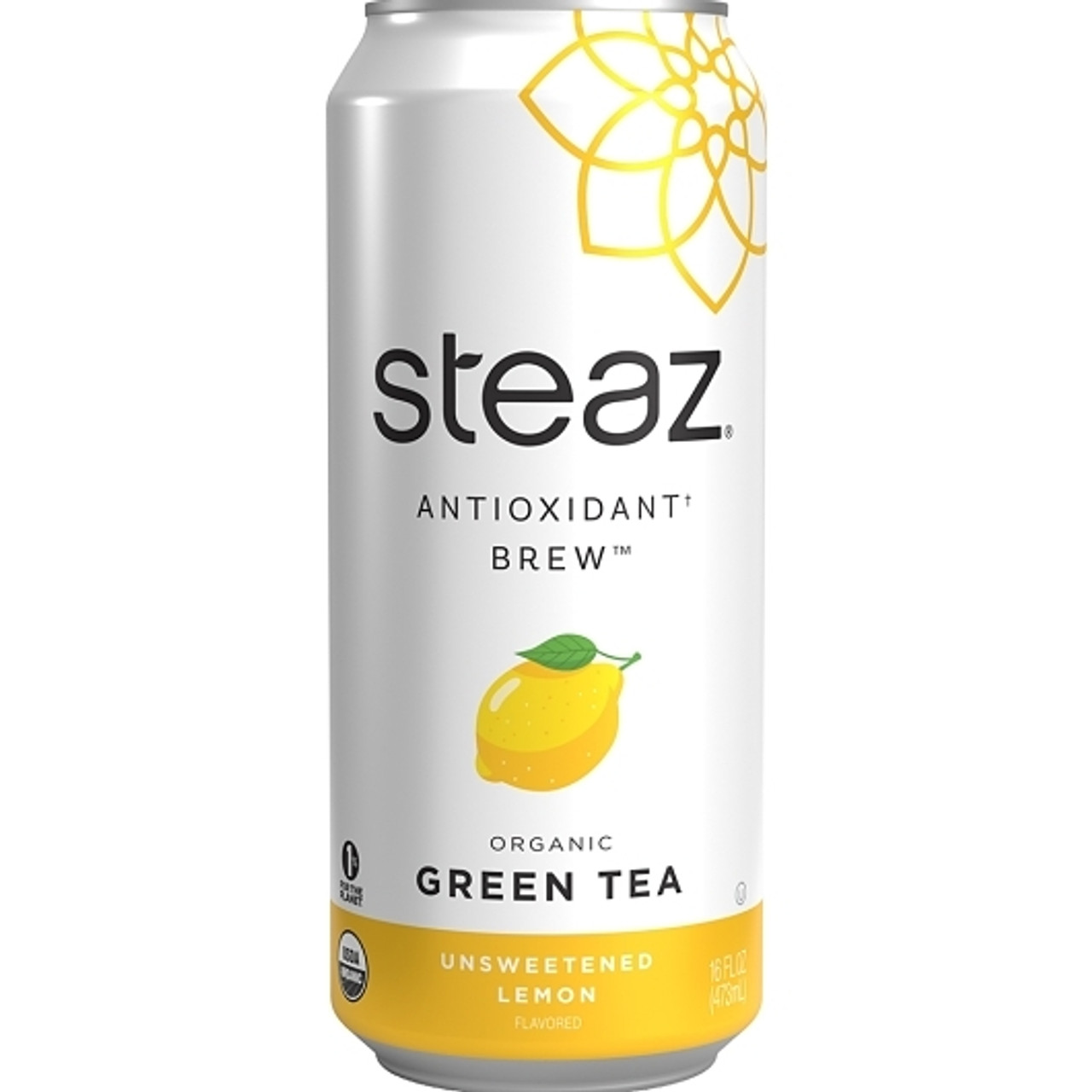 Steaz Iced Tea Organic Unsweetened Lemon, 16 Fluid Ounce, 12 Per Case