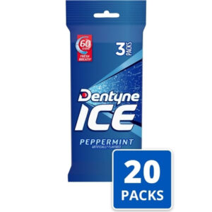 Dentyne Ice Gum Peppermint 3 Pack, 48 Count Per Pack, 20 Packs Per Case