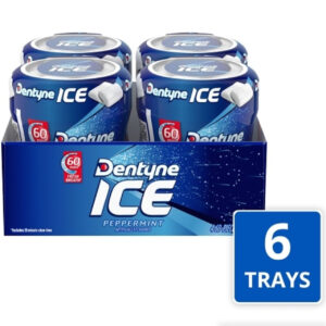 Dentyne Ice Gum Peppermint 60 Piece, 60 Count, 4 Per Box, 6 Boxes Per Case