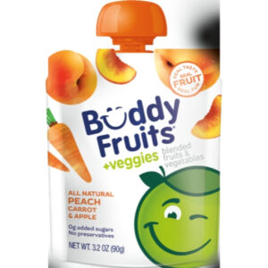 Buddy Fruits Veggies Peach Carrot Apple, 3.2 Ounces, 18 Per Case