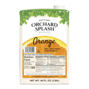 Orchard Splash Juice Aseptic 100% Orange Ready To Serve, 46 Ounces, 12 Per Case