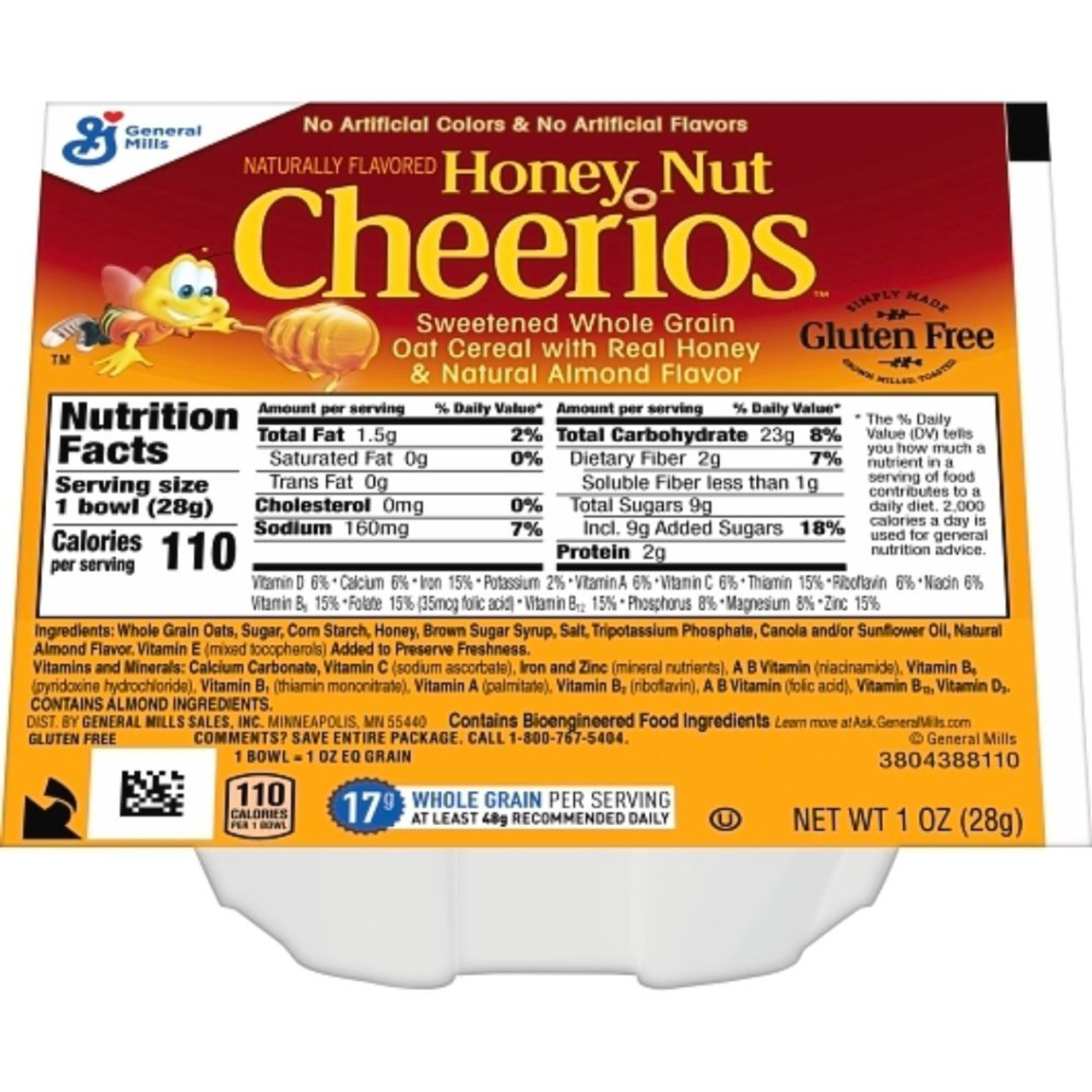 Cheerios Honey Nut Whole Grain Oats Cereal, 1 Ounces, 96 Per Case