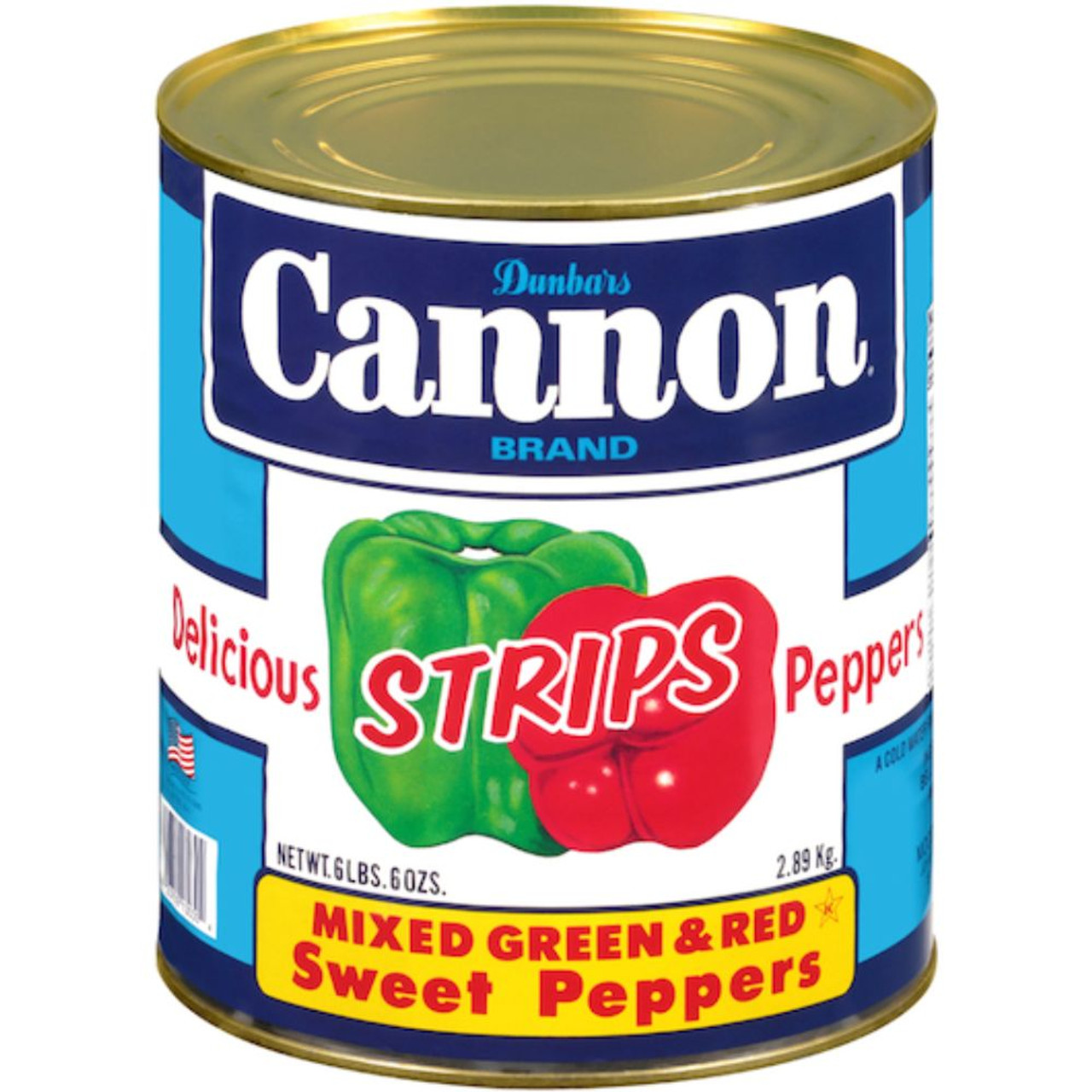 Cannon Red and Green Pepper Strips. No. 10 Can, 6 Per Case