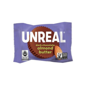 Unreal Candy Dark Chocolate Almond Butter Cup Caddy Case, 0.5 Ounces, 40 Per Box, 6 Boxes Per Case