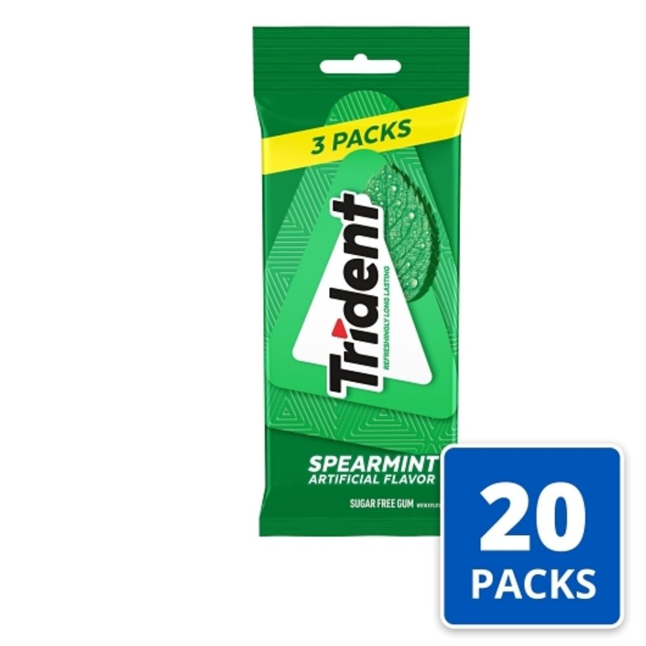 Trident Spearmint Sugar Free Gum, 42 Count, 20 Packs Per Case