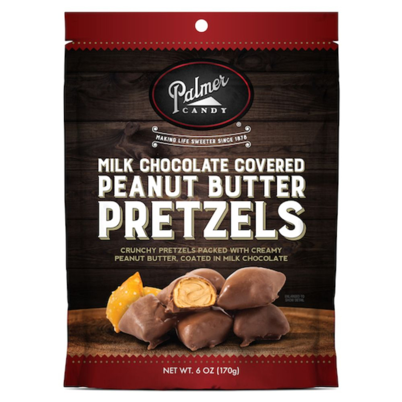 Palmer Candy Milk Chocolate Covered Peanut Butter Pretzel Nuggets, 6 Ounces, 8 Per Case
