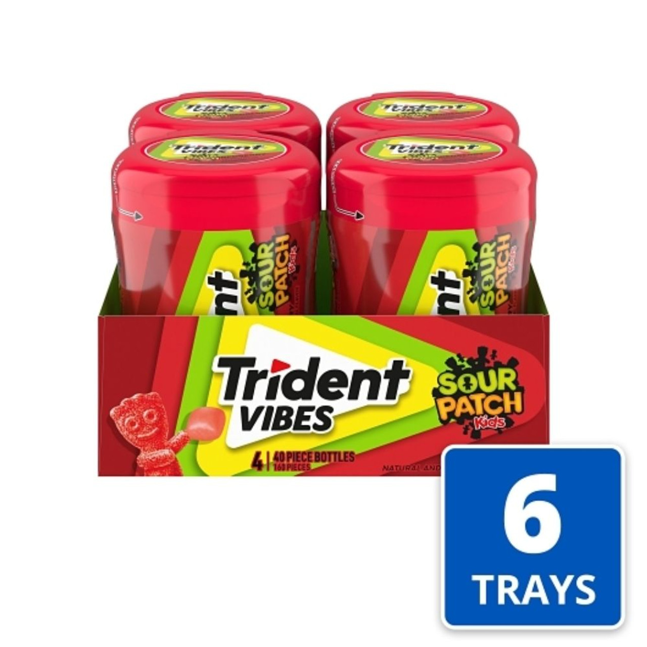 Trident Vibes Gum Red Berry, 40 Count, 4 Per Box, 6 Boxes Per Case