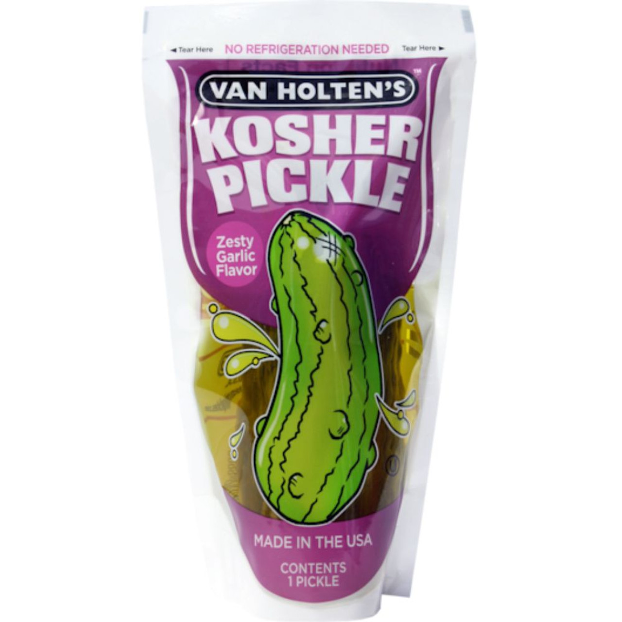 Van Holten s Large Garlic Kosher Pickle, 1 Per Pouch - 12 Per Case