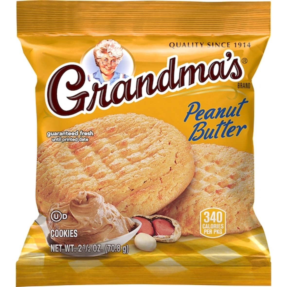 Grandma's Homestyle Peanut Butter Cookies, 2.5 Oz Pack, 2 Cookies/pack, 60 Packs/carton