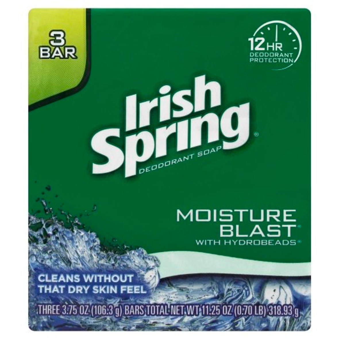 Irish Spring Bar Soap Icy Blast 3 Bar, 11.25 Ounces, 18 Per Case