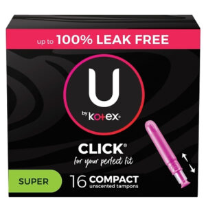 U By Kotex Super Premium Tampons Super Absorbency, 16 Count, 8 Per Case