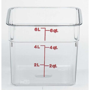 Cambro 12 Quart Clear Measuring Plastic Square Container, 6 Per Case