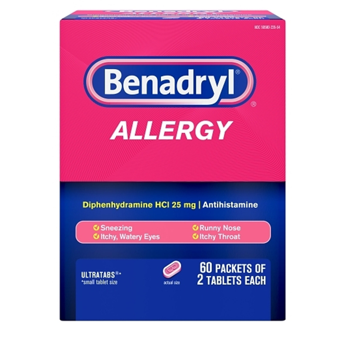 Benadryl Allergy Antihistamine 25 Mg Tablets, 24 Count, 6 Per Pack, 4 Per Case