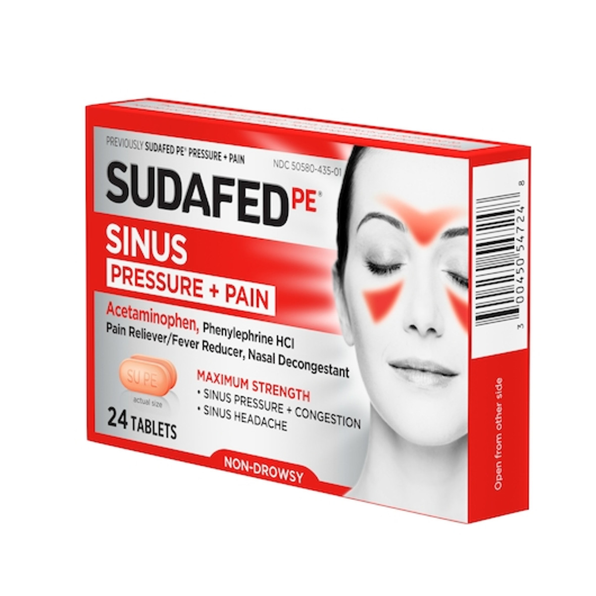 Sudafed Non-Drowsy Pe Head Congestion & Pain Caplets, 20 Count, 3 Per Pack, 8 Per Case