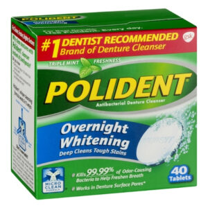 Polident Antibacterial 3 Minute Denture Cleanser, 40 Tablets, 12 Per Case