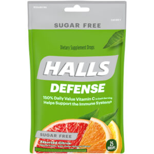 Halls Defense Citrus Cough Drops, 30 Count, 12 Per Pack, 4 Per Case
