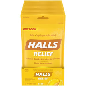 Halls Honey Cough Drops, 30 Count, 12 Per Pack, 4 Per Case