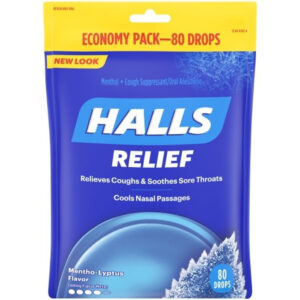 Halls Menthol Eucalyptus Cough Drops, 30 Count, 12 Per Pack, 4 Per Case