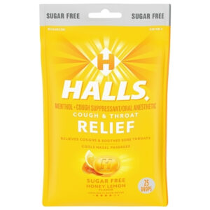 Halls Menthol Lyptus Honey Lemon Cough Drops, 80 Count, 12 Per Case