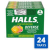 Halls Defense Citrus Cough Drops, 30 Count, 12 Per Pack, 4 Per Case