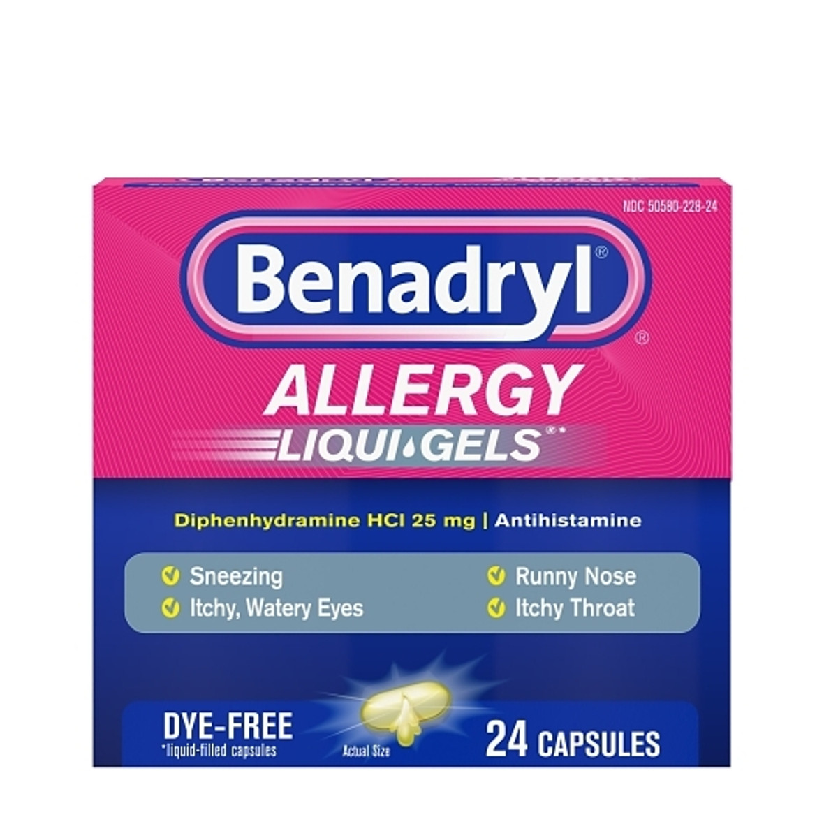 Benadryl Allergy Antihistamine 25 Mg Tablets, 24 Count, 6 Per Pack, 4 Per Case