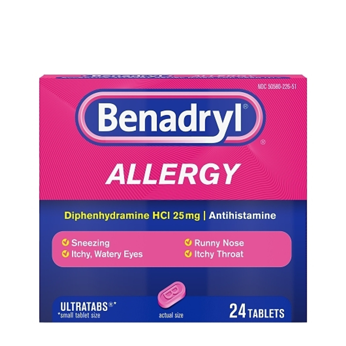 Benadryl Allergy Liqua-Gels Dye-Free Antihistamine 25 Mg Capsules, 24 Count, 6 Per Pack, 4 Per Case