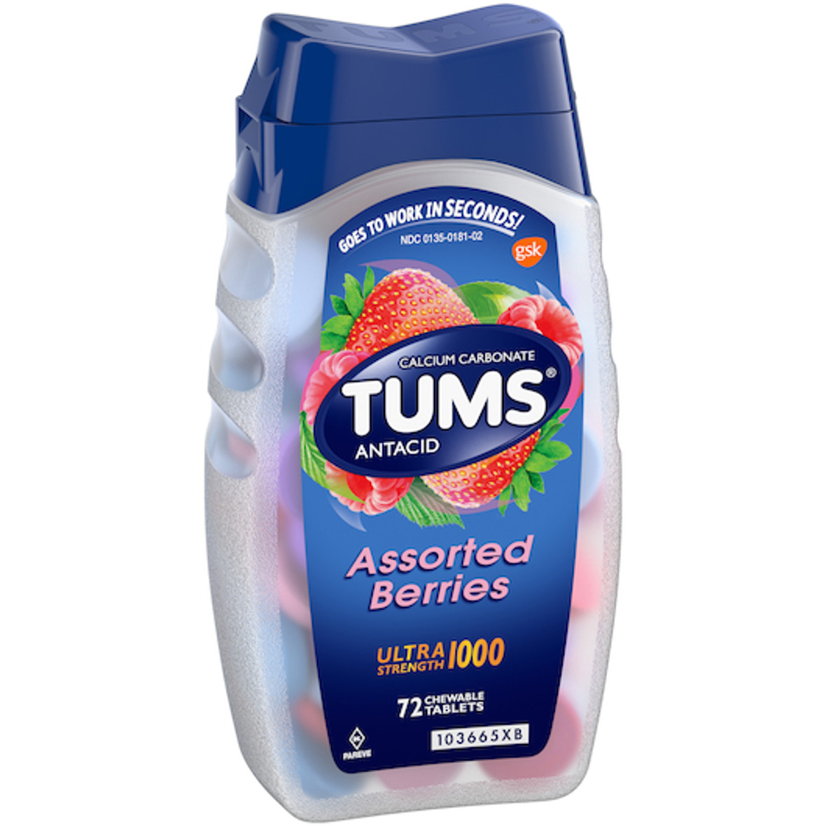 Tums Ultra Strength Assorted Fruit Tablets, 72 Each, 6 Per Pack, 4 Per Case