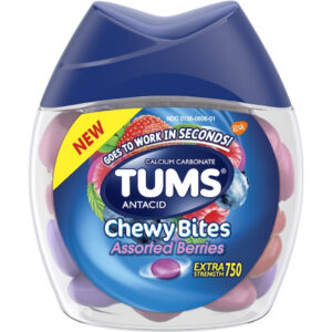 Tums Chewy Bites Mixed Berry, 8 Tablets, 9 Per Pack, 8 Per Case