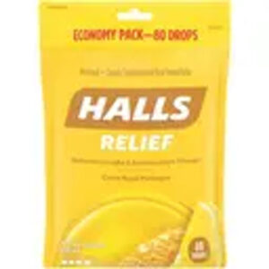 Halls Honey Lemon Cough Drops, 30 Count, 12 Per Pack, 4 Per Case