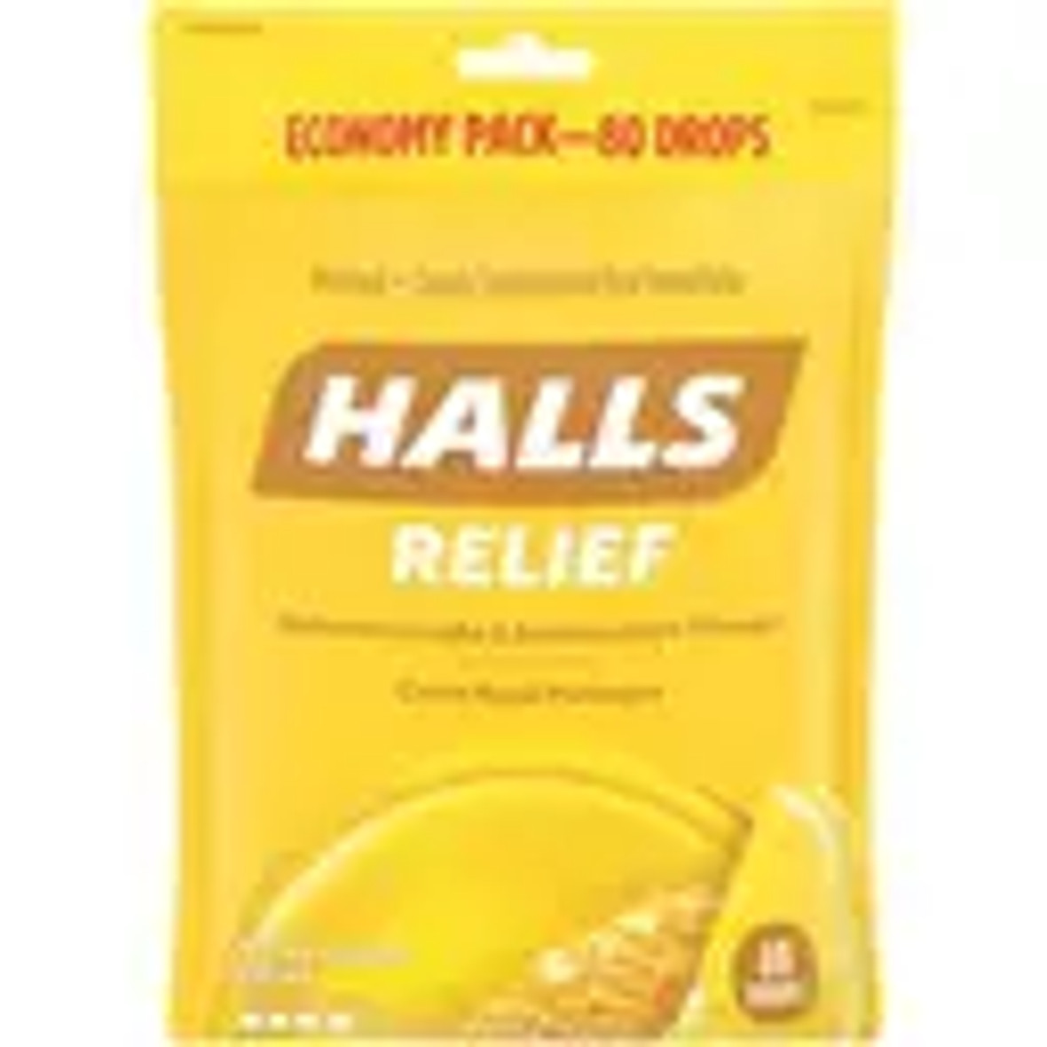 Halls Honey Lemon Cough Drops, 30 Count, 12 Per Pack, 4 Per Case