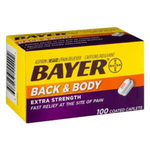 Bayer Aspirin Back and Body Extra Strength Coated Tablets, 200 Count, 24 Per Case