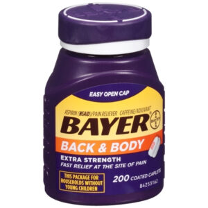 Bayer Aspirin Back and Body Extra Strength Coated Tablets, 100 Count, 24 Per Case