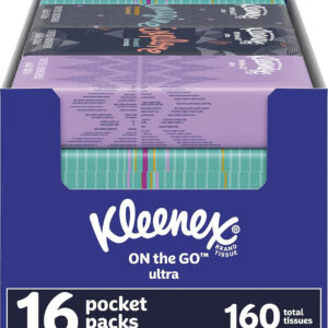 Kleenex Facial Tissues To Go Pocket Pack, 80 Count, 12 Per Case