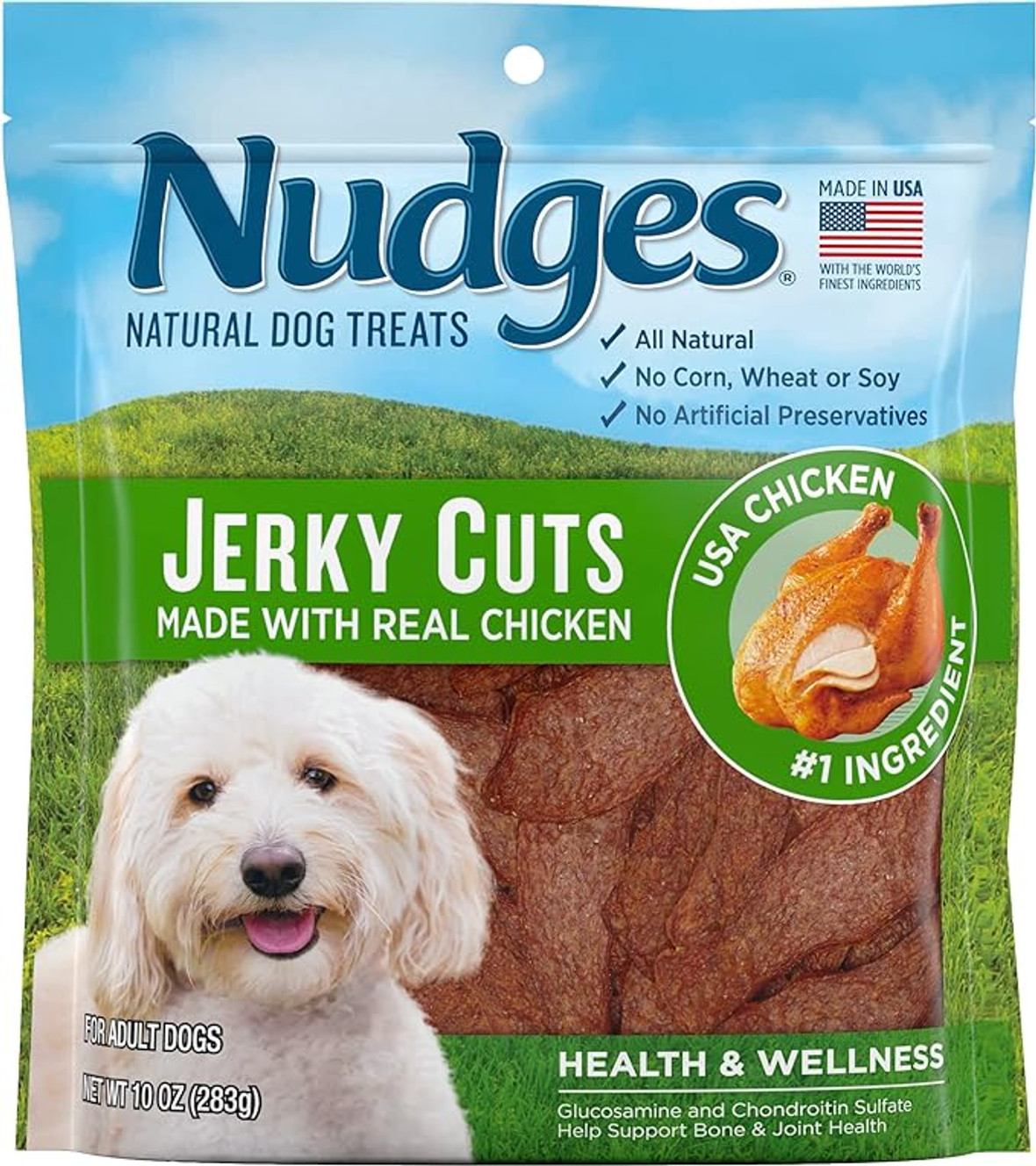 Blue Buffalo Nudges Health & Wellness Chicken Jerky Cuts Dog Treats, 16 Ounce, 4 Per Case