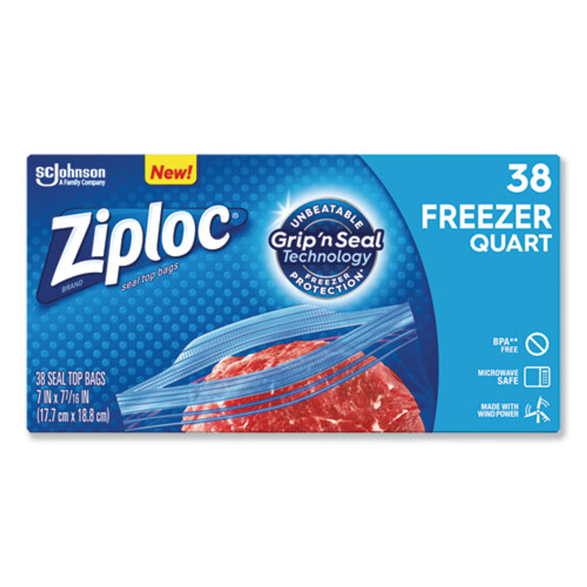 Double Zipper Freezer Bags, 2 Gal, 2.7 Mil, 13" X 15.5", Clear, 100/carton